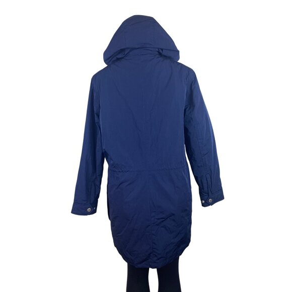 Ralph Lauren Long Navy Blue Hooded Jacket For Women’s With Snap Buttons Sz M - Picture 3 of 10
